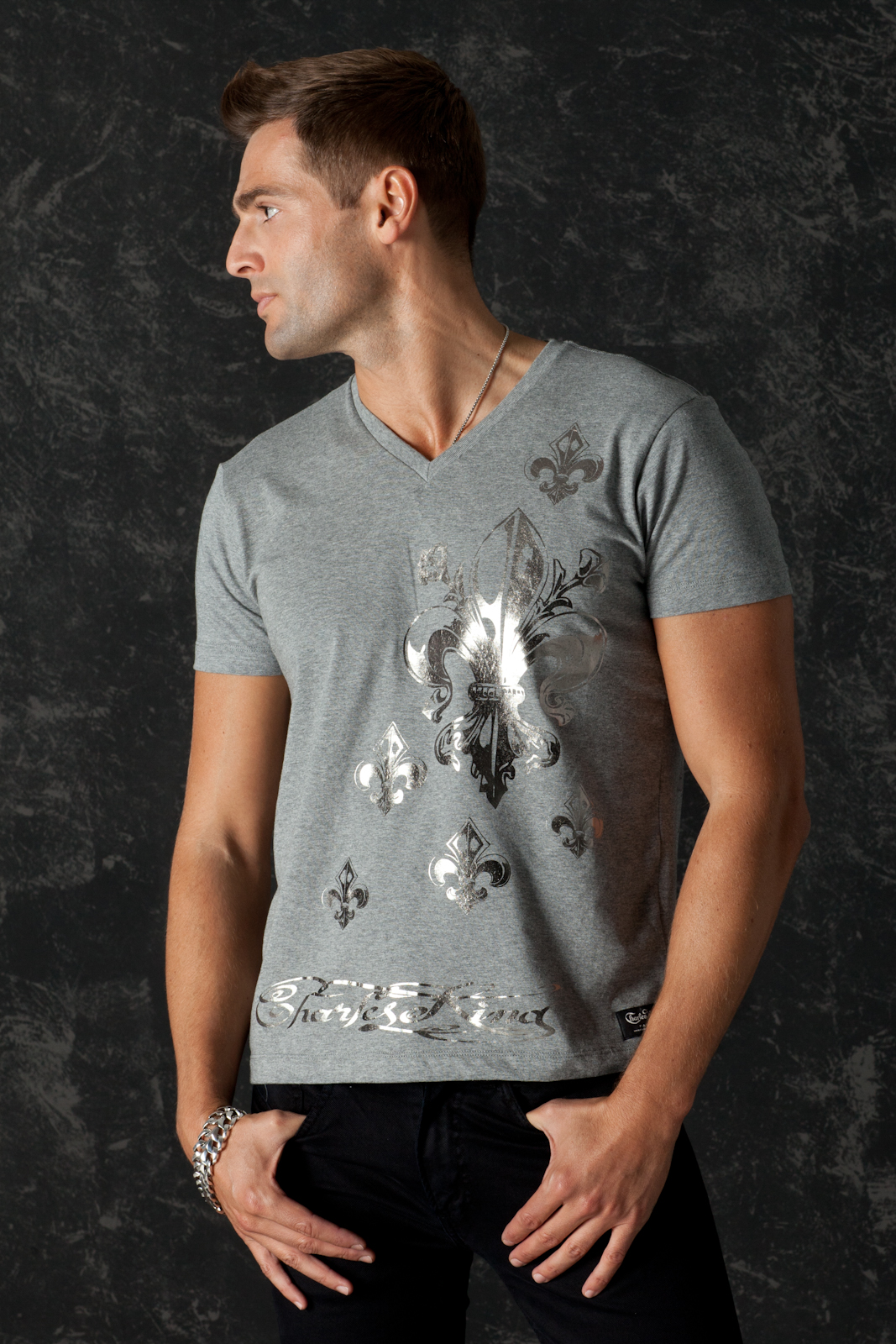 T-Shirt Golden Lys Grey, front view